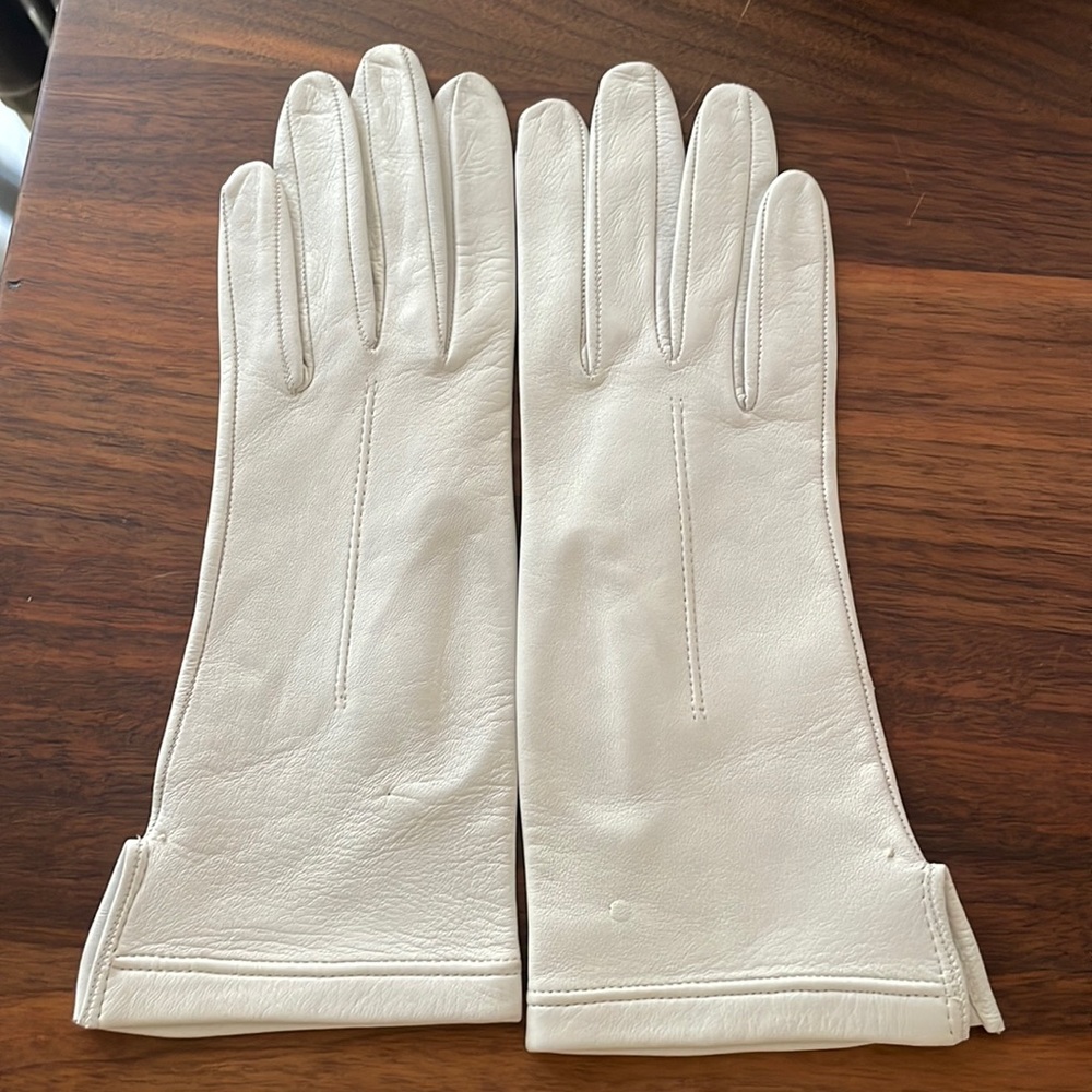 Italian White Leather Gloves